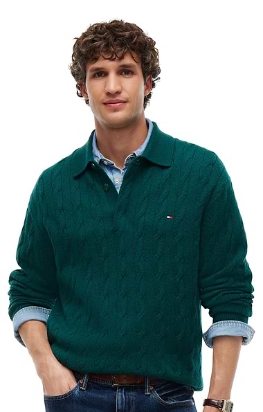 Men's Tommy Hilfiger Lambswool Cable Rugby Sweater