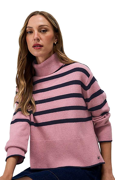Ladies Crew Clothing Harmony Stripe Roll Neck Jumper
