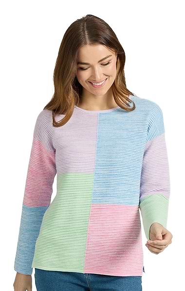 Ladies Colour Block Knitted Jumper