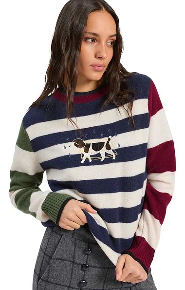 Ladies Vilagallo Lambswool Dog Embroidered Knit Jumper