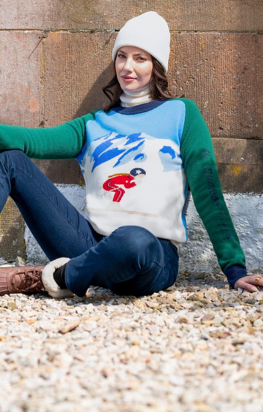 Ladies Vilagallo Lambswool Contrast Ski Knit