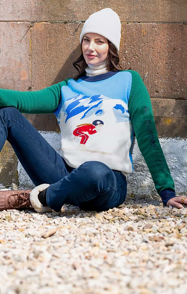 Ladies Vilagallo Lambswool Contrast Ski Knit