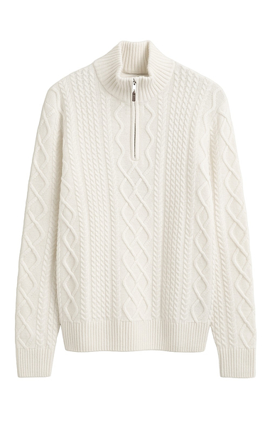 Men's Gant Lambswool Rich Cable Knit Half Zip