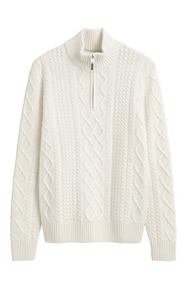 Men's Gant Lambswool Rich Cable Knit Half Zip