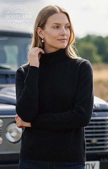Ladies Bruar Scottish Cashmere Roll Neck