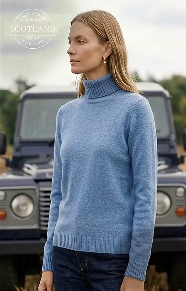 Ladies Bruar Scottish Cashmere Roll Neck