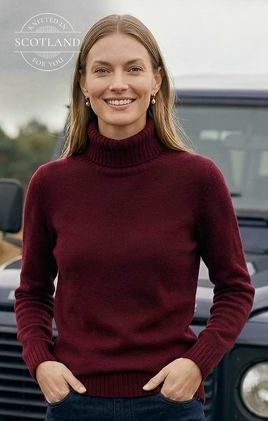 Ladies Bruar Scottish Cashmere Roll Neck
