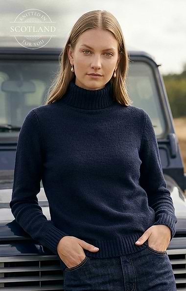 Ladies Bruar Scottish Cashmere Roll Neck