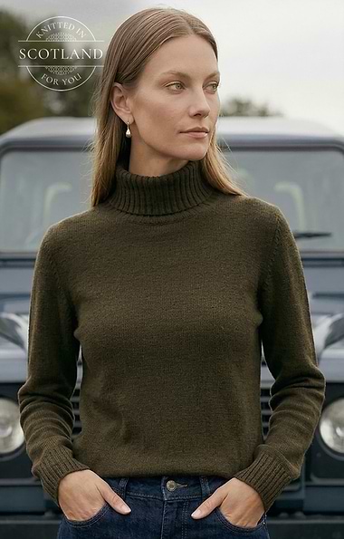 Ladies Bruar Scottish Cashmere Roll Neck