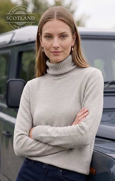 Ladies Bruar Scottish Cashmere Roll Neck