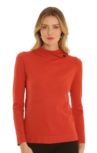 Ladies Pomodoro Button Detail Knit Jumper