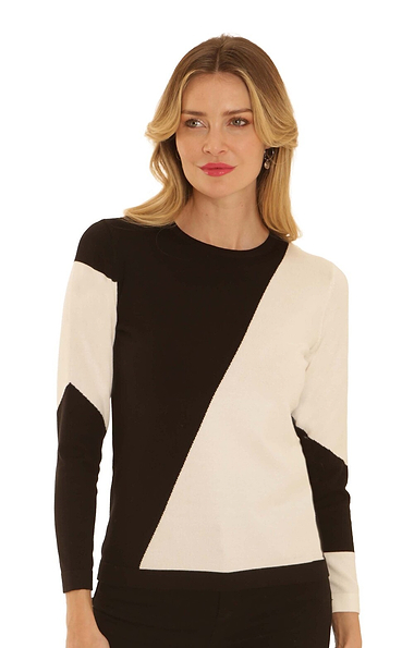 Ladies Pomodoro Diagonal Colour Block Knit Jumper