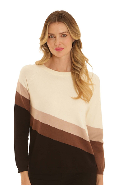 Ladies Pomodoro Border Stripe Jumper