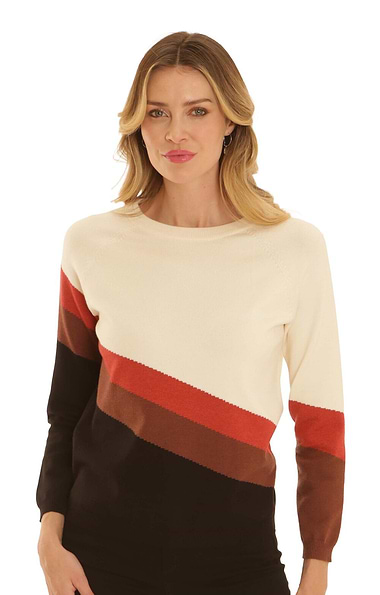 Ladies Pomodoro Border Stripe Jumper