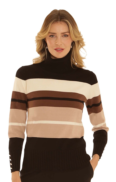 Ladies Pomodoro Stripe Cowl Neck Jumper