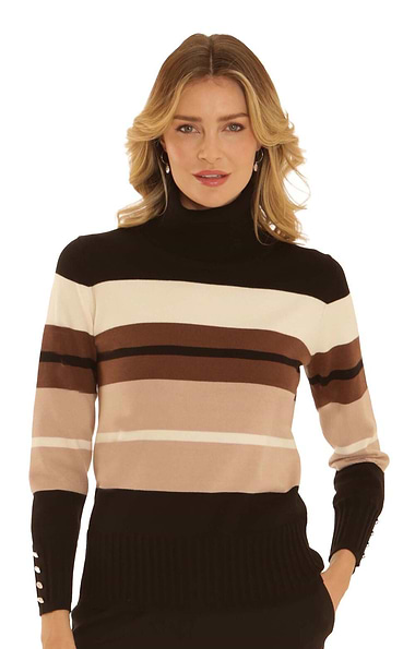 Ladies Pomodoro Stripe Cowl Neck Jumper