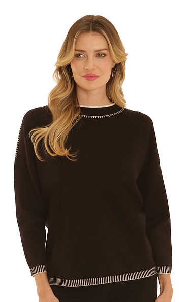 Ladies Pomodoro Blanket Stitch Jumper