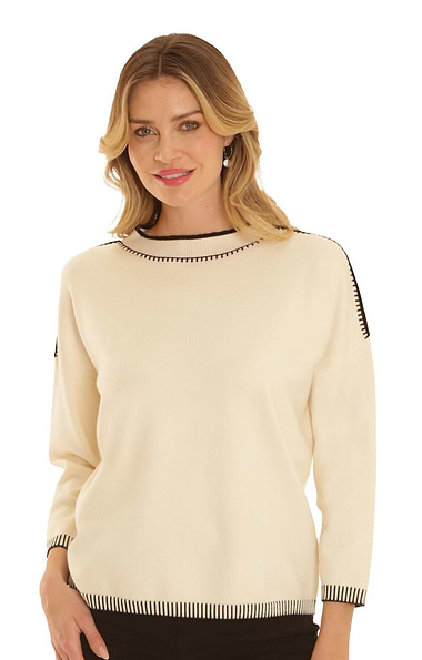 Ladies Pomodoro Blanket Stitch Jumper