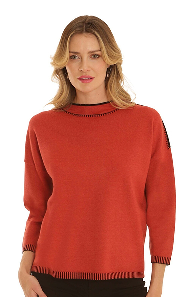Ladies Pomodoro Blanket Stitch Jumper