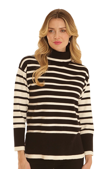 Ladies Pomodoro Stripe Cowl Neck Knit Jumper