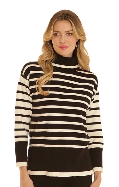 Ladies Pomodoro Stripe Cowl Neck Knit Jumper