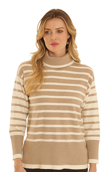 Ladies Pomodoro Stripe Cowl Neck Knit Jumper