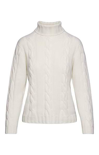 Ladies Hawico Cashmere Cable Roll Neck Jumper