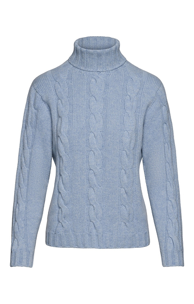 Ladies Hawico Cashmere Cable Roll Neck Jumper