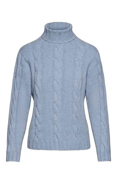 Ladies Hawico Cashmere Cable Roll Neck Jumper