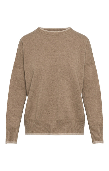 Ladies Hawico Cashmere Tipped Crew Neck
