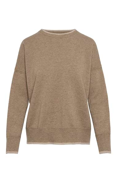 Ladies Hawico Cashmere Tipped Crew Neck
