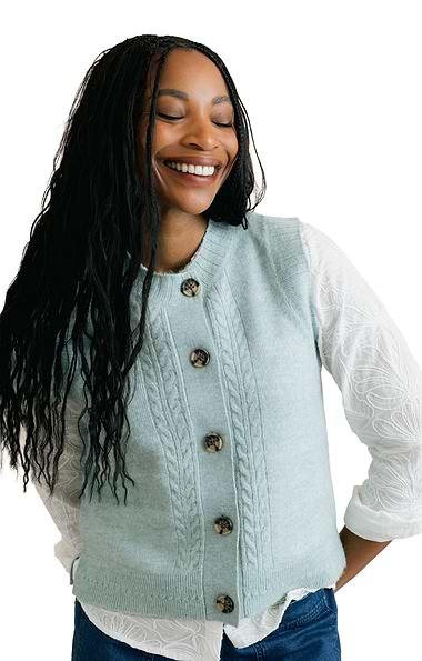 Ladies Lily & Me Stencil Cable Knit Vest