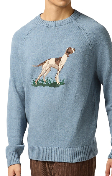 Men's Joules Intarsia Dog Knitted Crew Neck Jumper