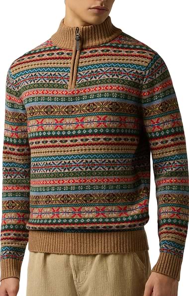 Men's Joules Fairisle 1/4 Zip Jumper
