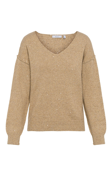 Ladies Sparkle Knitted V Neck Jumper