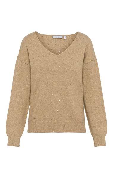 Ladies Sparkle Knitted V Neck Jumper