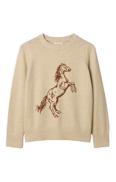 Ladies Joules Horse Intarsia Cotton Blend Jumper