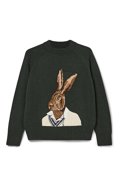 Ladies Joules Hare Intarsia Cotton Blend Knitted Jumper