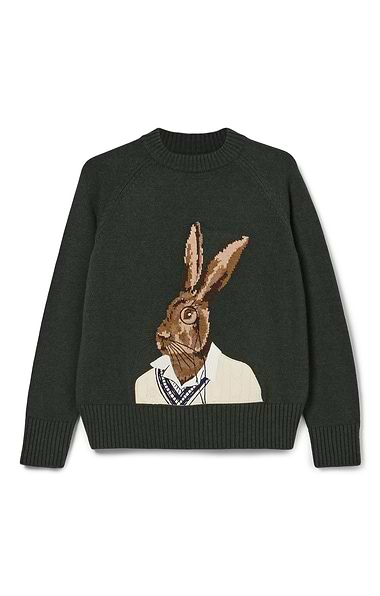 Ladies Joules Hare Intarsia Cotton Blend Knitted Jumper