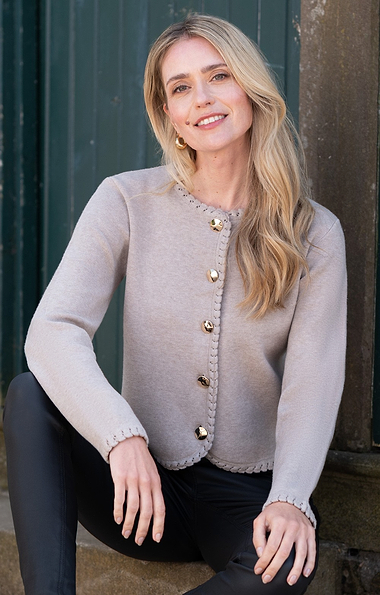 Ladies Braid Trim Knitted Jacket