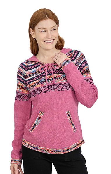 Ladies Fairisle Hooded Jumper