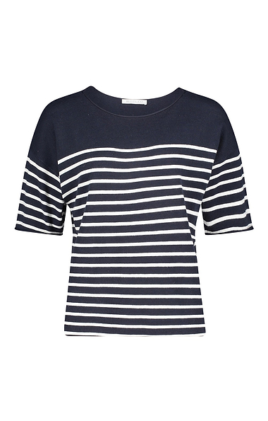 Ladies Betty & Co Cotton-Blend Stripe Knit Top