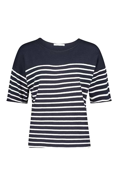 Ladies Betty & Co Cotton-Blend Stripe Knit Top