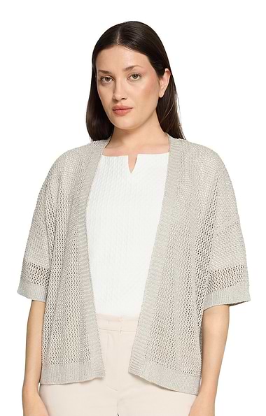 Ladies Betty & Co Lurex Knit Edge To Edge Cardigan