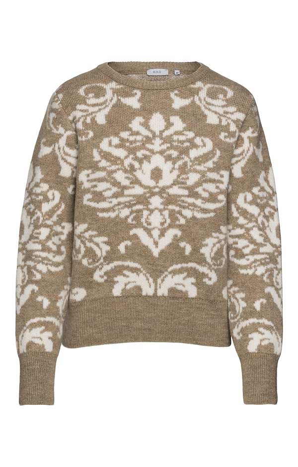 Ladies Baroque Jacquard Crew Neck Jumper