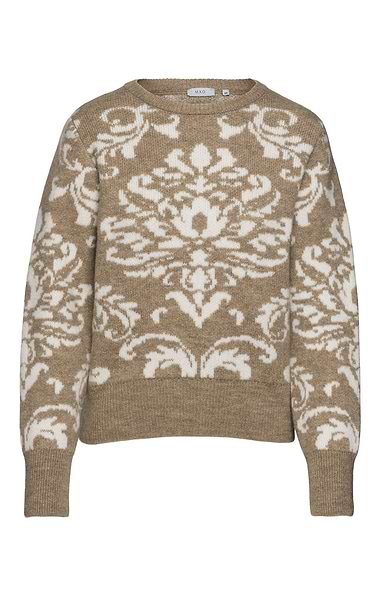 Ladies Baroque Jacquard Crew Neck Jumper