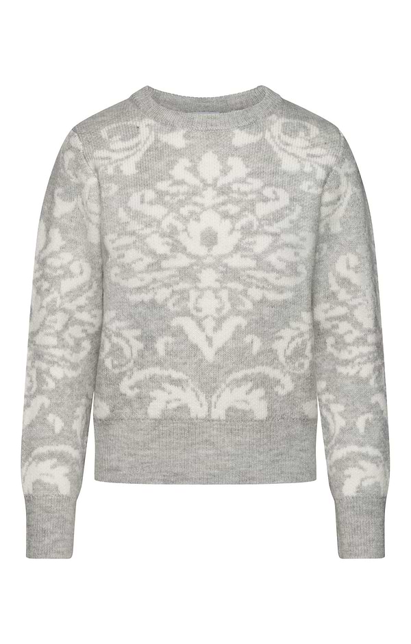 Ladies Baroque Jacquard Crew Neck Jumper