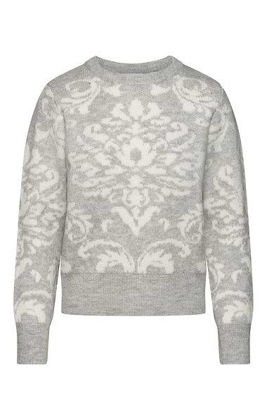 Ladies Baroque Jacquard Crew Neck Jumper