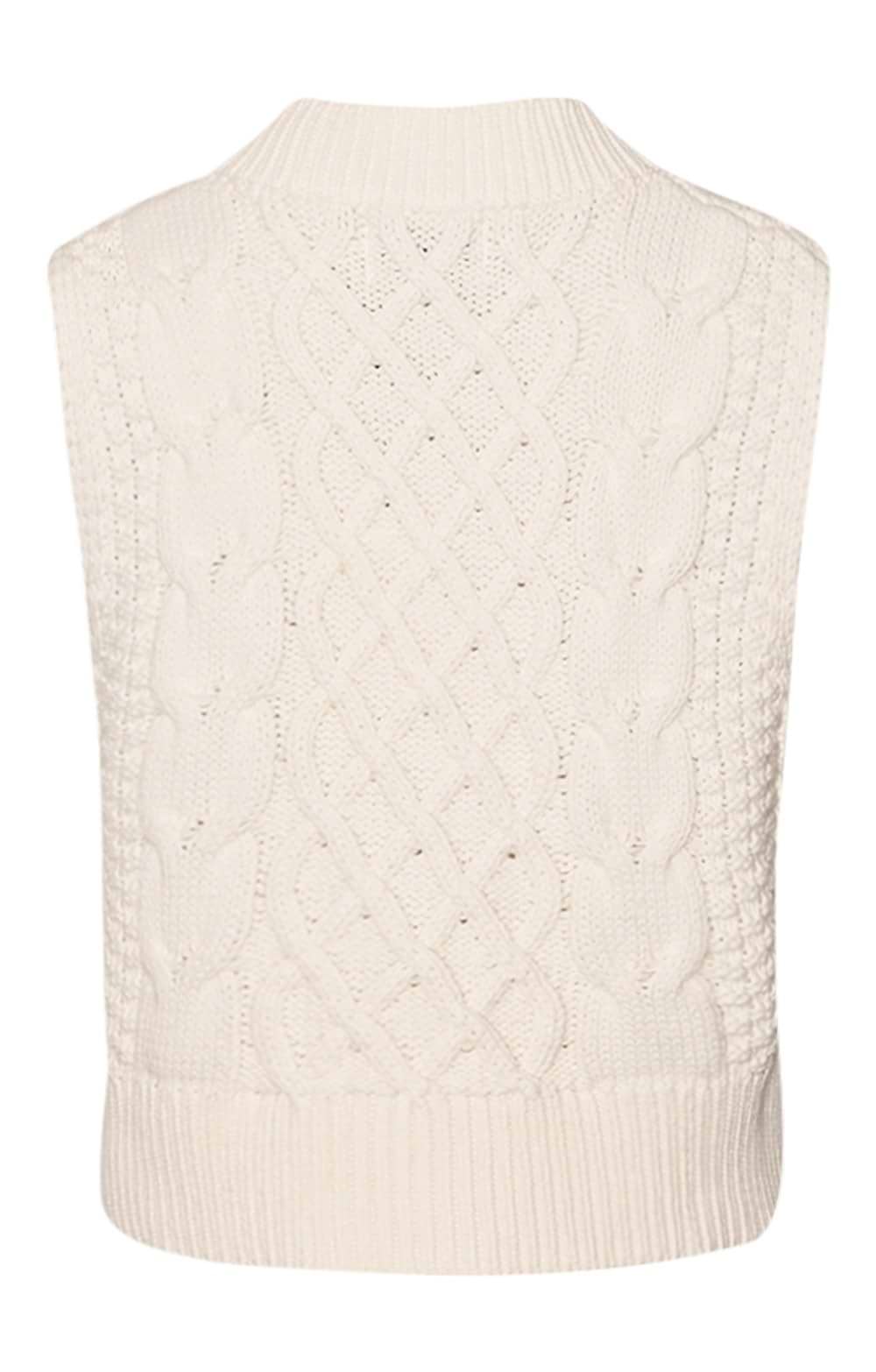 Ladies Gio Crop Cable Knit Vest, Natural - House of Bruar