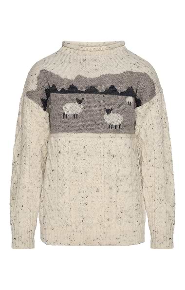 Unisex Sheep Scene Crew Neck Jumper